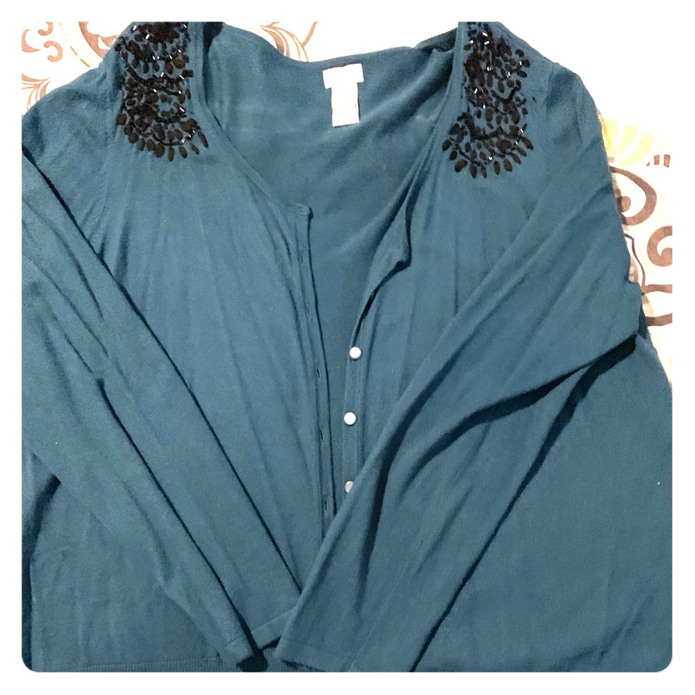 Dress Sweater Teal with Black embellishments